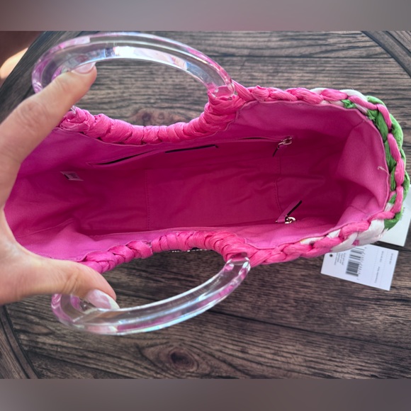 NWT Kate Spade Watermelon Woven Straw Small Tote Picnic Perfect Pink Multi - Picture 9 of 16